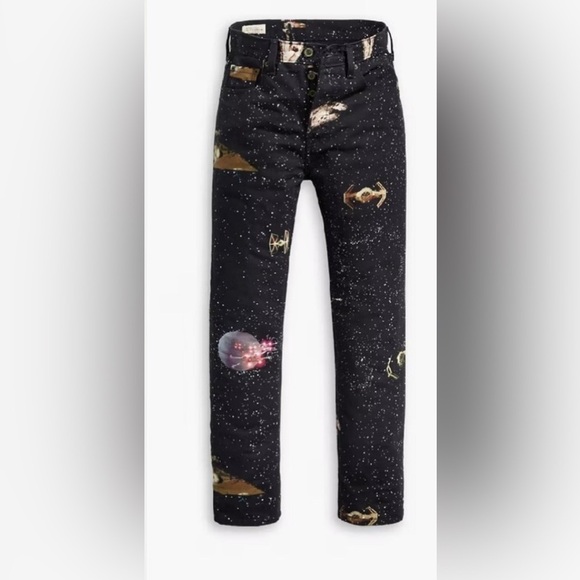 NWT Levi's X Star Wars | 501 Original Cropped Jeans Galaxy All Over 25X26/Sz 2 - Picture 3 of 16